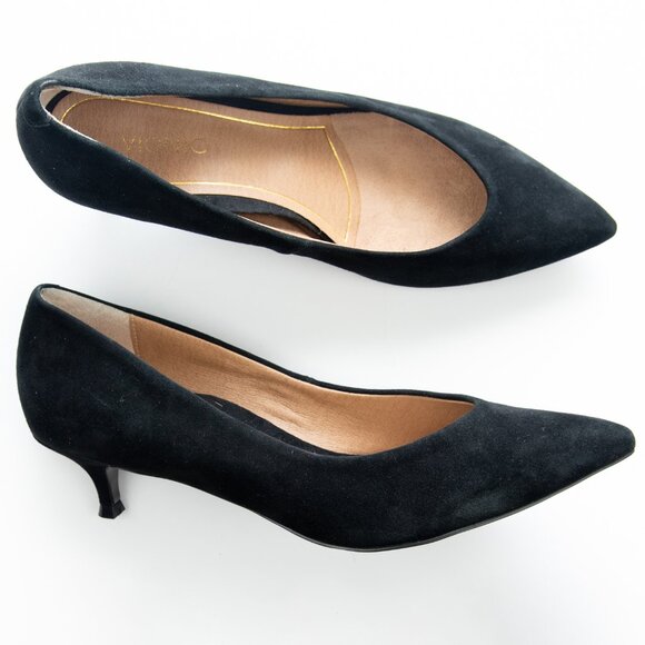 Vionic Josie Pump Kitten Heel Pointed Toe Suede Comfortable Office Black Size 8 - Picture 1 of 9
